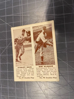 1941 DOUBLE PLAY #97 STANLEY HACK CUBS BOB KLINGER PIRATES BASEBALL CARD EX/MT - Image 1 of 2