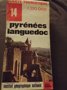 CARTE IGN touristique rouge 14 pyrenees langudoc 1/250 000 1974 - Picture 1 of 1