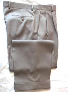 Zanella Light Brown Pleated Front Dress Pants Size 36"W / 28" L Made in Italy - Picture 1 of 6