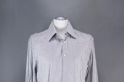 HUGO BOSS Camicia da Ufficio Manica XL KW43 Bianco Grigio Strisce Coll. Diff. - Immagine 1 di 4