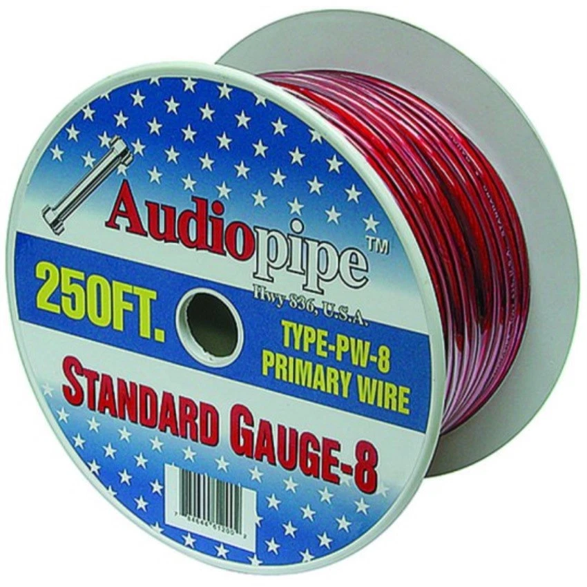 Audiopipe Power Wire 8 Gauge 250 Red PW8RD