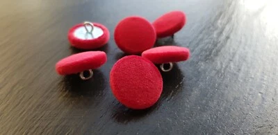 Red velvet fabric covered buttons 14, 19, 23, 25 or 31mm button packs - Image 1 of 4