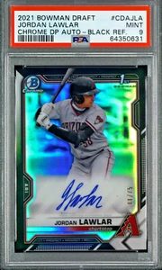 2021 Bowman Chrome Draft Jordan Lawlar 1st Black Refractor Auto #'d 11/75 PSA 9 - Picture 1 of 2
