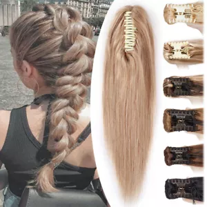Claw Clip Ponytail Hair Extensions 100% Real Human Pony Tail Long Wavy Hairpiece - Picture 1 of 42
