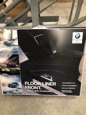 X7 BMW 2019 2022 6 SEAT STYLE OEM BLACK FLOOR LINERS FRONT AND REAR 4 PIECE SET - Image 1 of 2