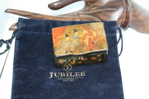ANTIQUE PERSIS QAJAR LACQUERED PAPIER MACHE HAND PAINTED SNUFF BOX 2" x 1" 5 CM - Picture 1 of 12