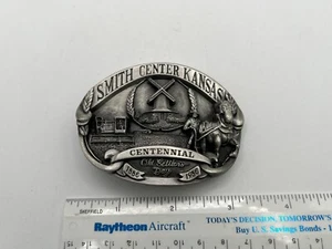 Vintage Siskiyou 1986 Old Settlers Day Smith Center, KS Centennial Belt Buckle - Picture 1 of 3