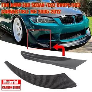 For BMW M3 E90 E92 E93 GT4STYLE CARBON FIBER FRONT BUMPER CORNER CANARDS WINGLET - Picture 1 of 12