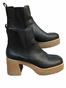 Steve Madden Beneficial, schwarze Kreppsohle klobige Plattform Chelsea Stiefel, Größe 11 - Bild 1 von 10