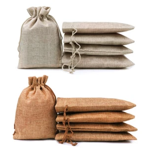 25 50 100 200x Burlap Gift Bags Drawstring Bag Jewelry Pouch Wedding Party Favor - Picture 1 of 16