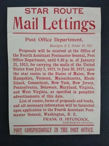 DC: Star Route Mail Carrying Impreso Ancho para Propuestas de Transporte de Correo - Imagen 1 de 1