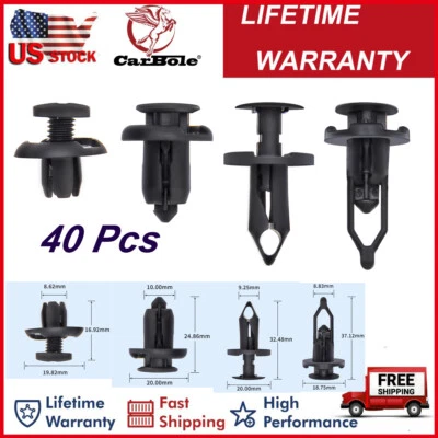 40PCS Car Body Push Retainer Pin Bumper Rivet Trim Moulding Clip Accessories Kit - Image 1 of 4