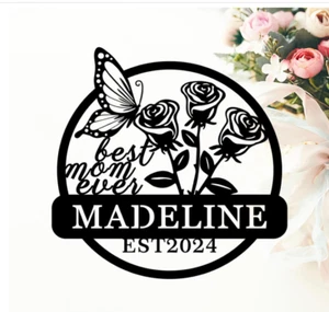 Personalized Floral Spring Garden Yard Home Mother's Day Metal Wall Decor Sign - Picture 1 of 2