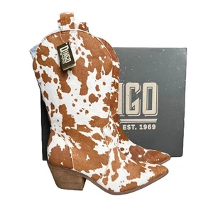 Dingo Live A Little Cow Print Size 8M Women's Cowgirl Western Boots. - Picture 1 of 7