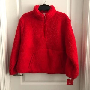 Wondershop Women's Red Faux Shearling Half Zip Pullover, XXL, Valentine's - Picture 1 of 5