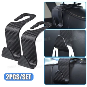 2pcs Car Storage Hooks Car Back Seat Headrest Carbon Fiber Hook Auto Accessories - Foto 1 di 10