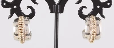 PENDIENTES ARO DISEÑO CUERDA PLATA DORADO FINOS 9298 Foto 1 de 2