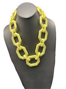 Designer Alisha D SUPER CHUNKY Big Lucite Statement Made in Italy  20” Yellow