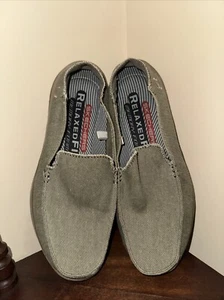 SKETCHERS RELAXED FIT Air-Cooled Memory Foam Slip On Gray Canvas Men Shoes Sz 8 - Picture 1 of 9