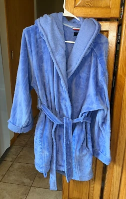 Tommy Hilfiger Púrpura Felpa Capucha Corto Abrigo Bata con Cinturón L Foto 1 de 4