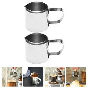 2 piezas taza de leche de acero inoxidable Miss pequeña jarra de café de metal jarras de café espresso - Imagen 1 de 12