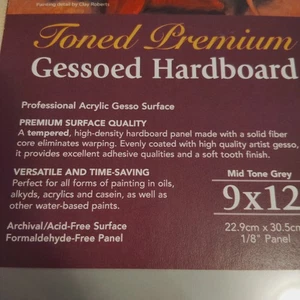 Jack Richeson Premium Gessoed Hartfaserplatte Mittelton grau 1/8" Platte 9x12 für Acryl - Bild 1 von 7