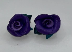 Ohrringe lila rose grün Blatt Clip auf vielseitig bunt - Bild 1 von 4