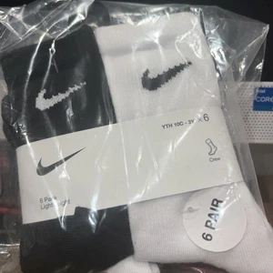 Nike Boy`s Lightweight Crew Socks (PACK-6) Youth 10C-3Y NWT - Picture 1 of 4