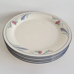 Set (s) of 5 Lenox Chinastone POPPIES ON BLUE 8 1/4" Salad Plates Made in USA - Picture 1 of 5