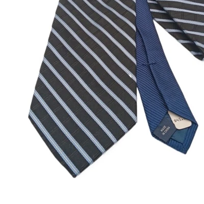 "Corbata Tommy Hilfiger de seda para hombre 59,5"" azul marino a rayas preppy costa ancha nueva con etiquetas" Foto 1 de 3