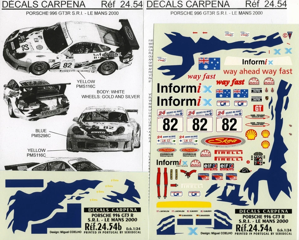 PORCHE 996 GT3 N° 82 LE MANS 2000 SKEA RACING INTERNATIONAL DECALS CARPENA  1/24 - Immagine 1 di 1