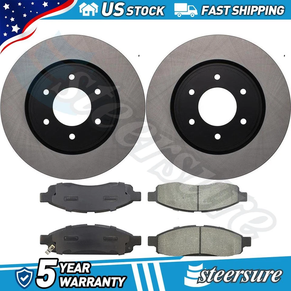 Conjunto de pastilhas de freio a disco dianteiro rotor de freio a disco compatível com 2007-2007 Nissan Titan - Imagem 1 de 4