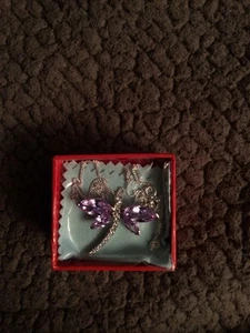 925 Sterling Silber Rosa Libelle Anhänger Halskette Neu in Geschenkbox - Bild 1 von 3