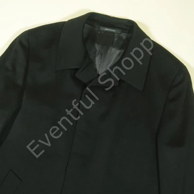 Vintage Hugo Boss Overcoat Mens 42R Black Wool Cashmere Single Vent - Image 1 of 4