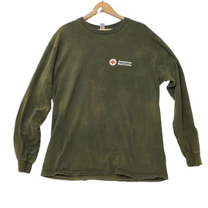 T-shirt manica lunga croce rossa americana verde oliva L Yeti set dona invecchiato - Foto 1 di 9