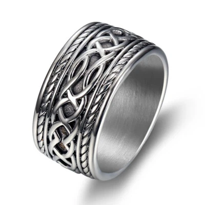 Fashion Woven Style Wedding Band Ring Stainless Steel Men's Big 13MM Width Rings - Image 1 of 4
