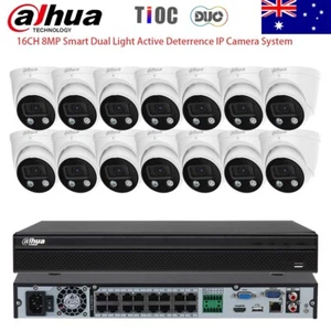 Dahua 16CH 8MP Camera System 14PC Sound Light Alarm Speak IP Camera 4TB HDD - Picture 1 of 9