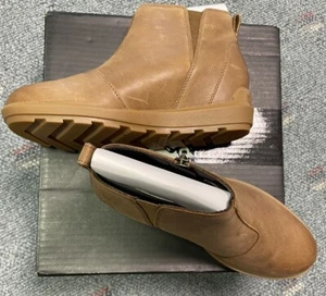 SOREL Terciopelo Tostado Evie Cremallera Impermeable Cuero Botas Mujer Zapatos Talla 8.5 Nuevo - Imagen 1 de 4