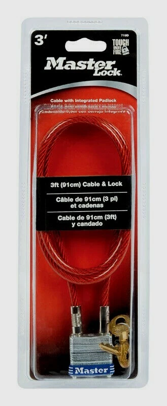 Master Lock 3' x 1-18" x 1-1/8" Steel Pin Tumbler Chain & Lock Welded links 716D - Image 1 of 1