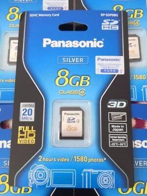 Brand New Panasonic 8GB SDHC Memory Card Silver 20MB/s Class 4 RP-SDP08G Japan - Image 1 of 4