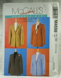 McCall's Sewing Pattern M4598 Women's Lined Jacket DD 12-14-16-18 Uncut 2004 - Picture 1 of 3