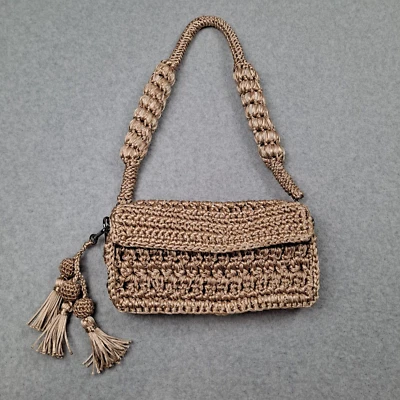 Catarina Mina Nuvem Baguette Bag Sand Purse Crochet Handmade Coastal Cruise Boho - Image 1 of 4