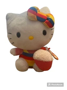Sanrio Ty Beanie Baby Hello Kitty Cupcake Rainbow 2014 With Tags - Picture 1 of 7