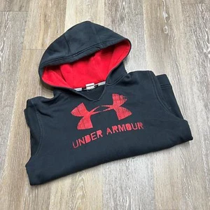 UNDER ARMOUR Graphic Pullover Black Hooded Sweatshirt Hoodie Boy's Size Large - Picture 1 of 9