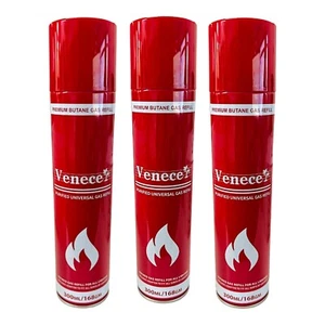 3 X Venece Universal Premium Lighter FLUID Cigarette Genuine Gas Refill 300ml - Picture 1 of 4
