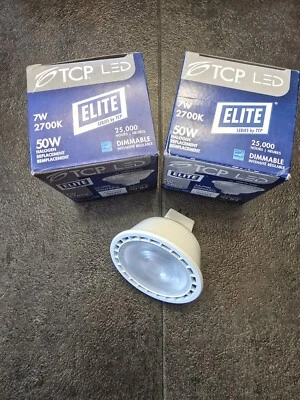 Lot 2-TCP Elite LED 7W 3000K 50W Halogen Replacement/ 25,000 Hours (500 Lumens) - Image 1 of 4