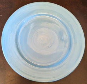 Two Large Lands End Hand Painted Blue Dinner Plates - Picture 1 of 2