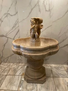 Fountain Marble Golden Brown Water Cherubs Roman European Indoor Entry FT-14 - Picture 1 of 8