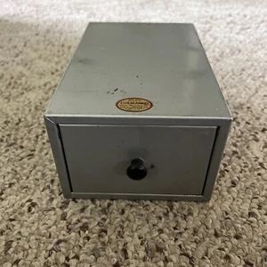 Vintage Curmanco Metal Index Business Card File Drawer Box Cabinet Storage 5x8” - Picture 1 of 10
