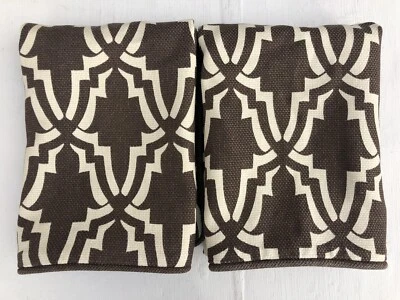 Pair of 2 POTTERY BARN Pillow Covers  20X 20 Brown Cream Geometric Print Woven - Image 1 of 4